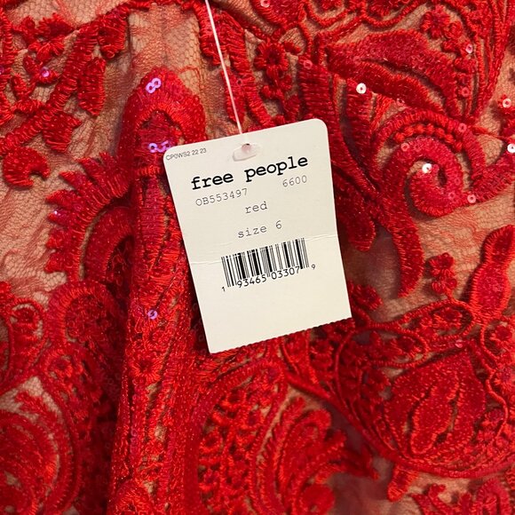 Free People Night Shimmer Mini Red Sequin Dress Women's Size 6 - Picture 4 of 9